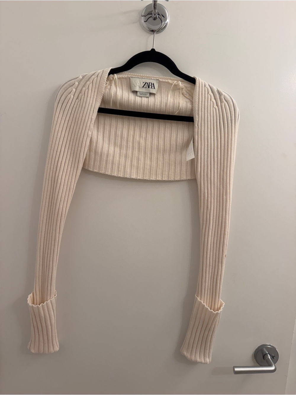 Zara Cream Ribbed Bolero